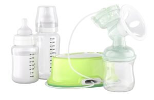 Electric Breast Pump With Baby Bottles 3d Rendering Isolated Transparent Background Freepik